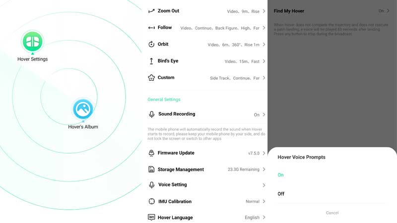 Activando el findmyhover evitaremos perder el dron